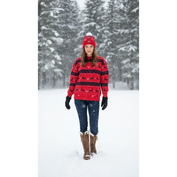 Vintage Red & Black Reindeer Christmas Sweater Size M - Picture 8 of 10